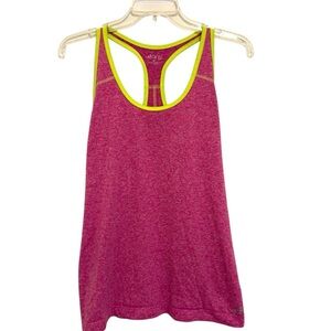 2/$15 BCG Racerback Athletic Tank Top Pink Yellow | Medium
